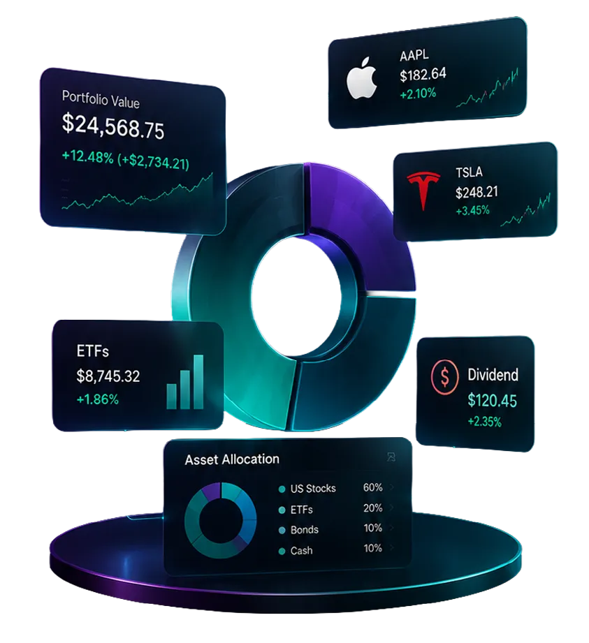 Illustration of a diversified share portfolio on the EQView platform by Tradeview
