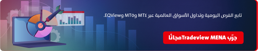 لابتوب يعرض منصّات MT4 وMT5 وEQView مع رسوم بيانية — تابع فرص السوق اليومية مع تريد فيو مينا