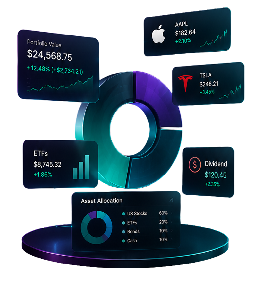 Illustration of a diversified share portfolio on the EQView platform by Tradeview